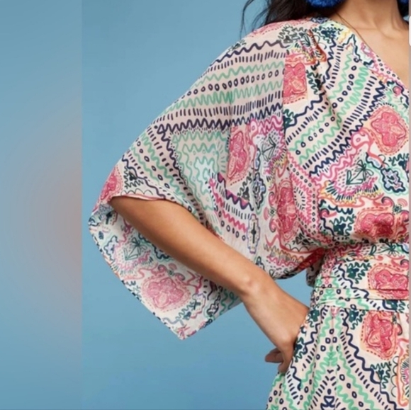 Anthropologie Maeve Siya Kimono Dress Viscose Print Size 10 - Picture 2 of 7